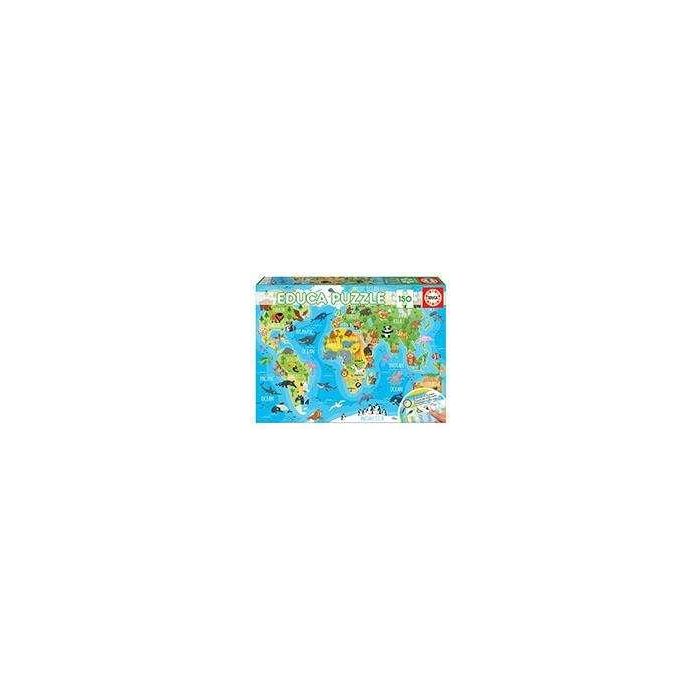 Puzzle 150 mapamundi animales 5 Puzzle 150 mapamundi animales 5