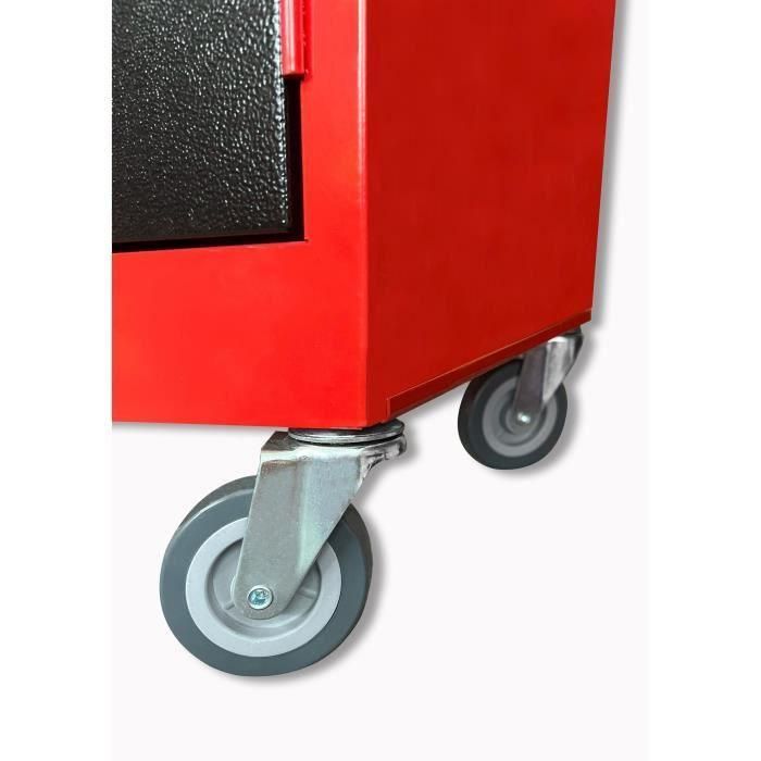 DOMAC Carro de Taller con 7 Cajones Metálicos y Contenedor Móvil Superior. Capacidad 46 kg, 2 Puertas y Ruedas 4 DOMAC Carro de Taller con 7 Cajones Metálicos y Contenedor Móvil Superior. Capacidad 46 kg, 2 Puertas y Ruedas 4