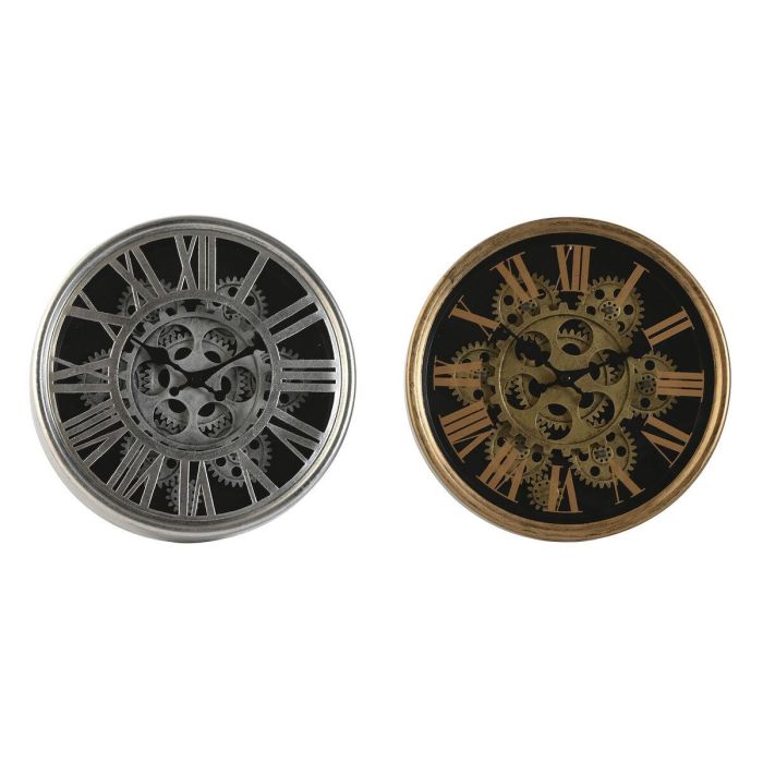 Reloj Pared Loft DKD Home Decor Dorado Plateado 6.3 x 25 x 25 cm (2 Unidades) Reloj Pared Loft DKD Home Decor Dorado Plateado 6.3 x 25 x 25 cm (2 Unidades)