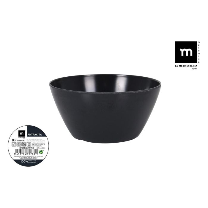 Bol de melamina antracita 15x8 cm - La Mediterranea (24 Unidades) Bol de melamina antracita 15x8 cm - La Mediterranea (24 Unidades)