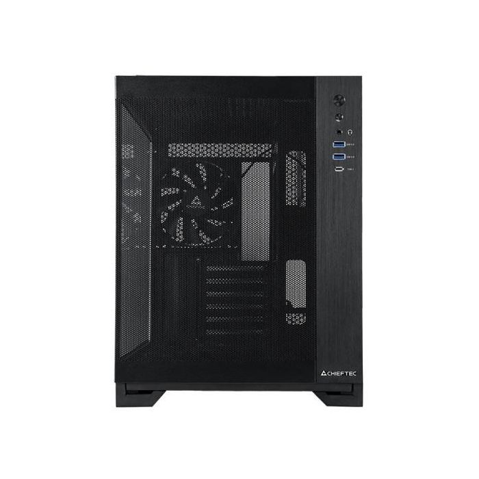 Chieftec GM-30B-M-OP Caja Cubo mATX Negra con Ventana de Cristal Templado para Gaming 4