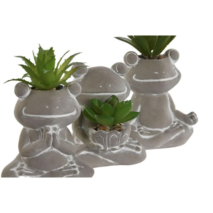 Planta Decorativa Home ESPRIT Polietileno Cemento Rana 7,5 x 5 x 11 cm (3 Unidades) 2