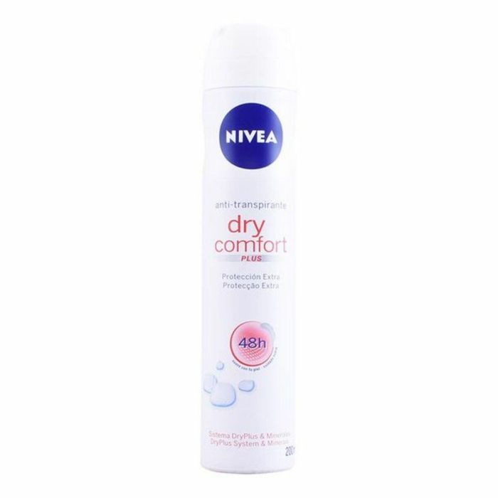 Nivea DRY COMFORT PLUS Desodorante Anti-transpirante Spray 200 ml con Minerales, Sin Alcohol y para Todo Tipo de Pieles