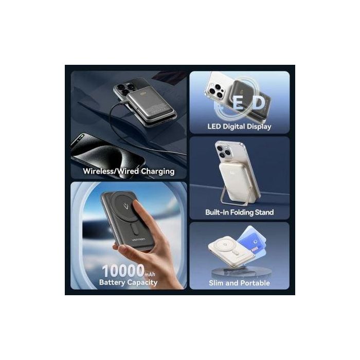 Vention FHNW0 Powerbank Magnético Inalámbrico 10000mAh 20W con Carga Rápida USB-C para Teléfonos y Dispositivos Blanca 2 Vention FHNW0 Powerbank Magnético Inalámbrico 10000mAh 20W con Carga Rápida USB-C para Teléfonos y Dispositivos Blanca 2