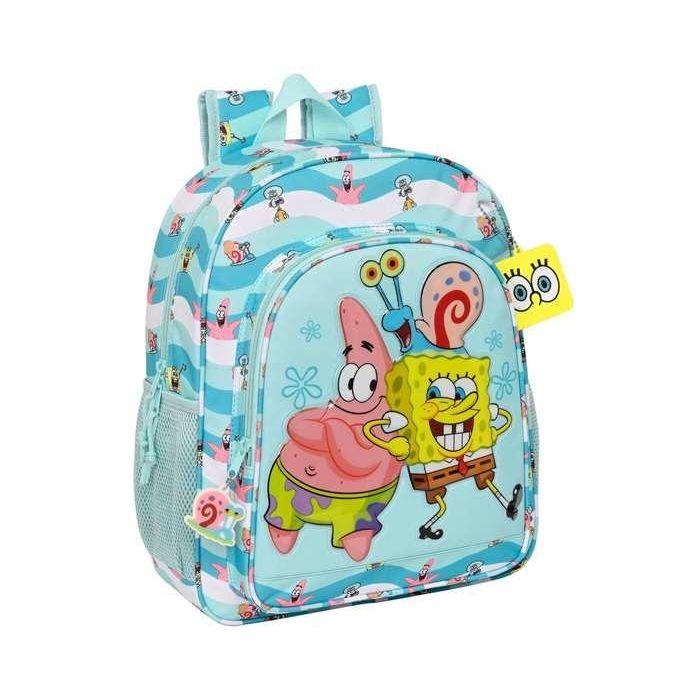 Mochila Escolar Spongebob Stay positive Azul Blanco 32 x 38 x 12 cm