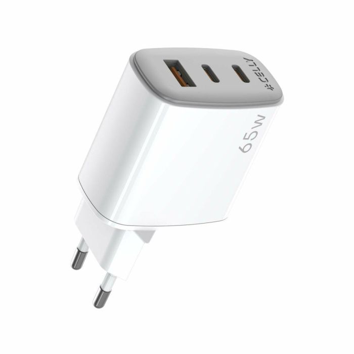 Cargador de Pared Celly UPTC1USB2USBC65 Blanco 2 Cargador de Pared Celly UPTC1USB2USBC65 Blanco 2