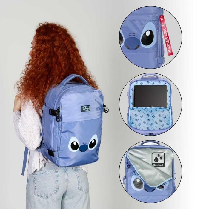 Mochila Mercury Viaje Cabina Avión 40x20x25cm Face Disney Lilo y Stitch Azul 3