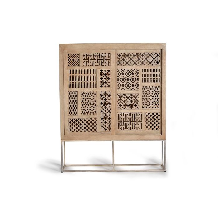 Giner y Colomer Vitrina Madera de Teca y Metal Natural 170x140x40 cm 1