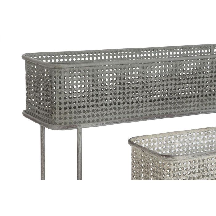 Macetero Vintage DKD Home Decor Gris Blanco 22 x 70 x 100 cm Set de 2 2 Macetero Vintage DKD Home Decor Gris Blanco 22 x 70 x 100 cm Set de 2 2