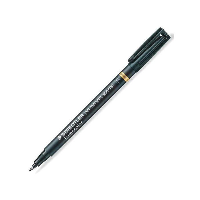 Staedtler Rotulador Permanente Especial Lumocolor F Negro, para superficies barnizadas, cristal óptico y laboratorio (10 Unidades) (10 Unidades)