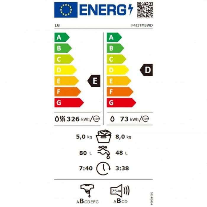 Lavadora - Secadora LG F4J3TM5WD 8kg / 5kg 1400 rpm 1 Lavadora - Secadora LG F4J3TM5WD 8kg / 5kg 1400 rpm 1