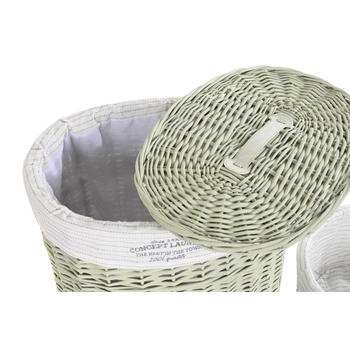DKD Home Decor Cesta Ropa Basicos Verde Set de 5 Piezas Mimbre y Poliester 37 x 56 x 51 cm 2