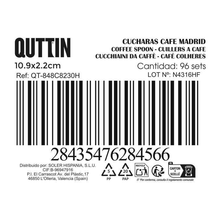 Set de 6 Cucharas Café Madrid 1.5 mm - Inde (12 Cajas) 2 Set de 6 Cucharas Café Madrid 1.5 mm - Inde (12 Cajas) 2