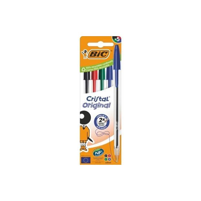 Bolígrafos de Tinta de Aceite Bic Cristal Original 516346/ 5 unidades/ Colores Surtidos Bolígrafos de Tinta de Aceite Bic Cristal Original 516346/ 5 unidades/ Colores Surtidos