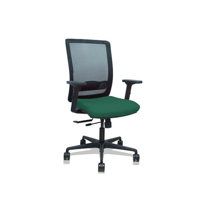 Silla Piqueras Y Crespo Haches Brazos 2D Regulables Mecanismo Sincro Con Traslack Apoyo Lumbar Respaldo Malla Negra Y Asiento Tapizado Bali Verde Botella