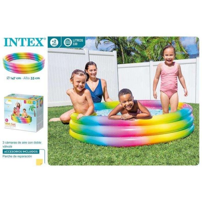 Piscina hinchable 3 aros multicolor (capacidad 330 litros) (+ 2 años) 147x33 cm 6