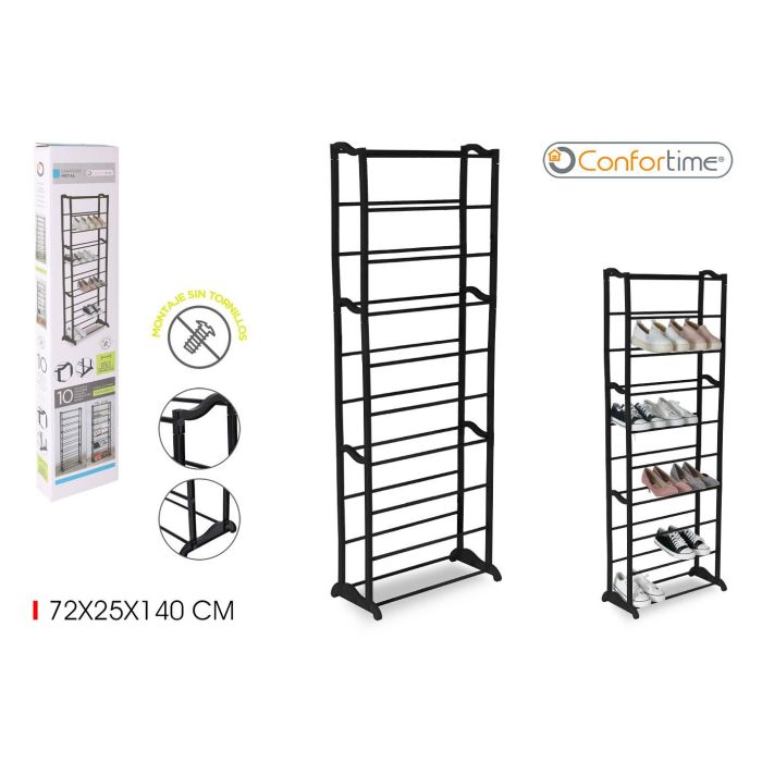 Zapatero de Metal para 40 Pares, 72 x 25 x 140 cm - Confortime (6 Unidades) Zapatero de Metal para 40 Pares, 72 x 25 x 140 cm - Confortime (6 Unidades)