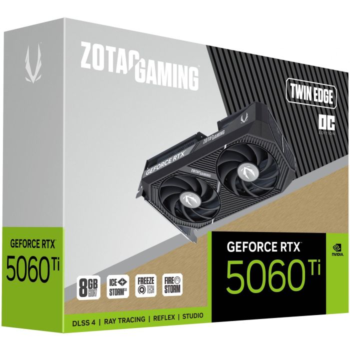 Zotac GeForce RTX 5060 Ti 8GB GDDR7 Twin Edge OC ZT-B50610H-10M - 128-bit, HDMI, 3xDP, 2 ventiladores 6