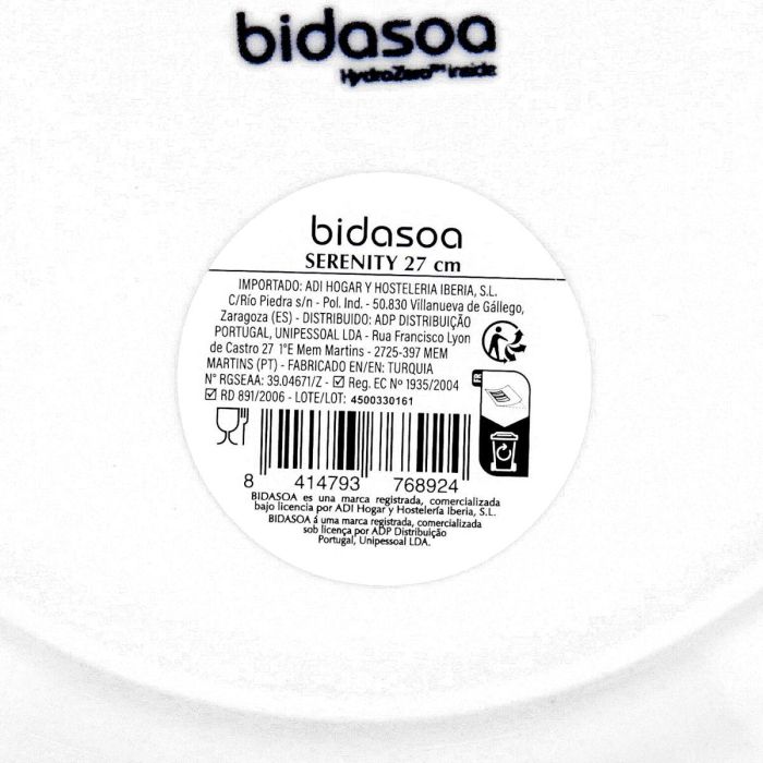Plato Llano Porcelana Serenity Hydrozero Bidasoa 27 cm (6 Unidades) 6