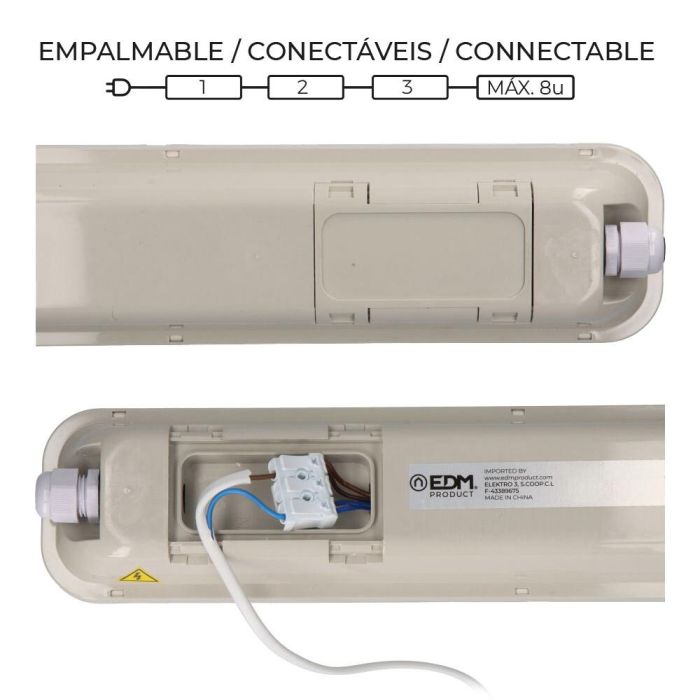 Edm Regleta Estanca LED IP65 48W 5274 lm 6500K Luz Fría 148cm 1