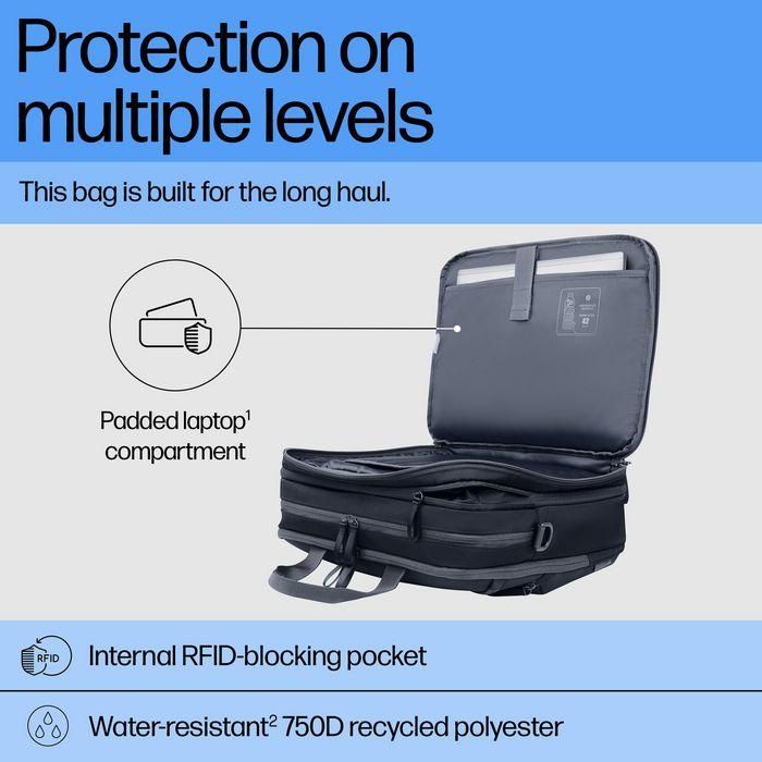 HP 22L Travel Plus Mochila para Portátil de 16 Pulgadas, Bolso de Viaje Duradero y Organizado