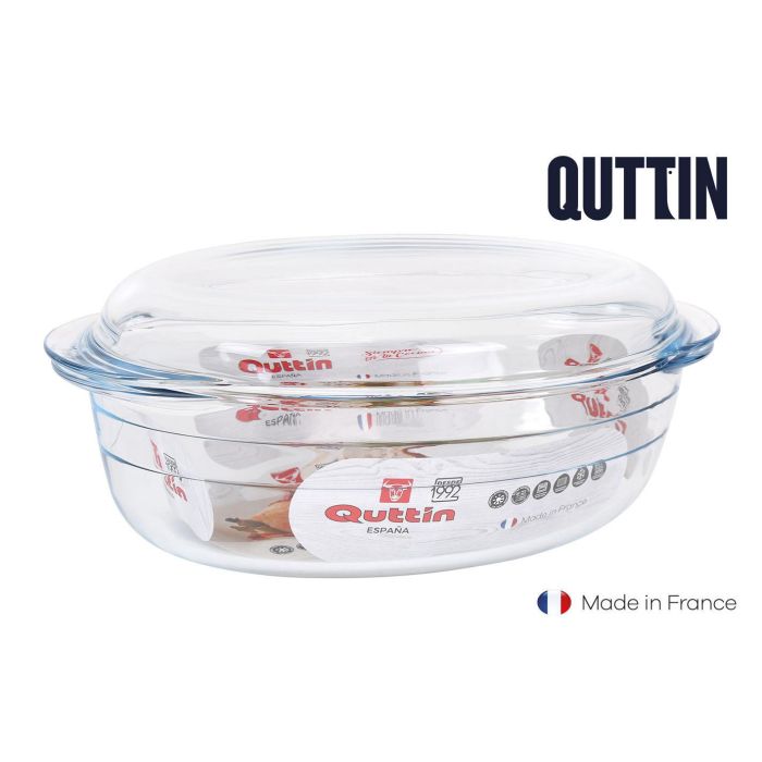 Quttin Cacerola de Vidrio Oval con Tapa 3L + 1L (3 Unidades)