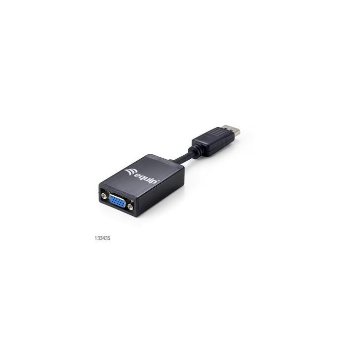 Equip Adaptador DisplayPort (DP) a VGA Macho a Hembra, Full HD 1920x1200, DP 1.1, Aluminio, con pestillo, 15cm