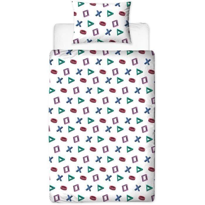 Juego de cama reversible - PLAYSTATION - Microfibra - 1 funda nórdica 140 x 200 cm + 1 funda de almohada 63 x 63 cm 2 Juego de cama reversible - PLAYSTATION - Microfibra - 1 funda nórdica 140 x 200 cm + 1 funda de almohada 63 x 63 cm 2