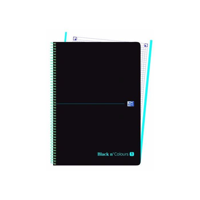 Bloc Oxford Black N´Colors Eu.Book 1 Micro.Tapa Pp A4+ 80H Cuadric. 5X5 90G Negro/Turquesa 5 unidades