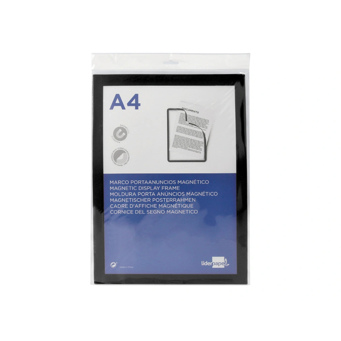 Liderpapel Marco Porta Anuncios Magnético DIN A4 Negro Adhesivo Removible 7