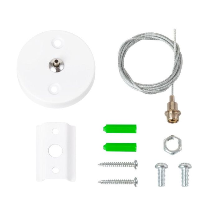 Kit de Suspensión para Carril Monofásico Blanco 1 Metro, Cable de Acero, Altura Regulable HO-SUS-M-B 2 Kit de Suspensión para Carril Monofásico Blanco 1 Metro, Cable de Acero, Altura Regulable HO-SUS-M-B 2