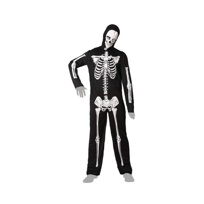 Disfraz de Esqueleto Negro para Hombre Adulto Talla M-L de Poliéster para Halloween, 1 Unidad 4