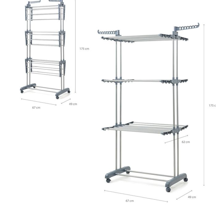 Tendedero Plegable Vertical con Ruedas Dolver InnovaGoods 24 Barras 2