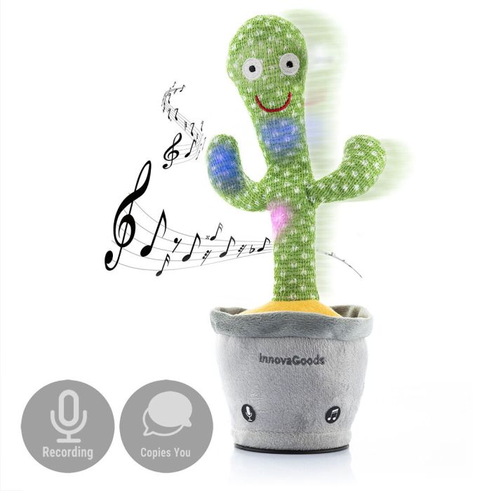 Cactus Bailarín y Parlanchín Recargable con Música y LED Multicolor Cacxi InnovaGoods 4