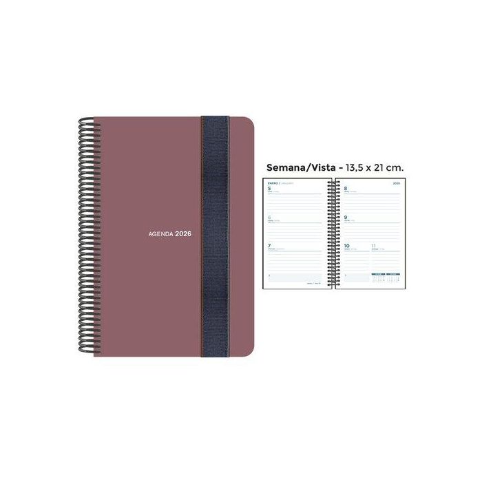 Agenda Anual (2026) Senfort Foam Espiral Tapa Pp Con Goma 135X210 S/V Siena