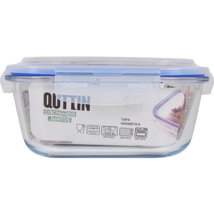 Quttin Fiambrera Rectangular Hermética 2.4L 25x21x9 cm (4 Unidades) 2