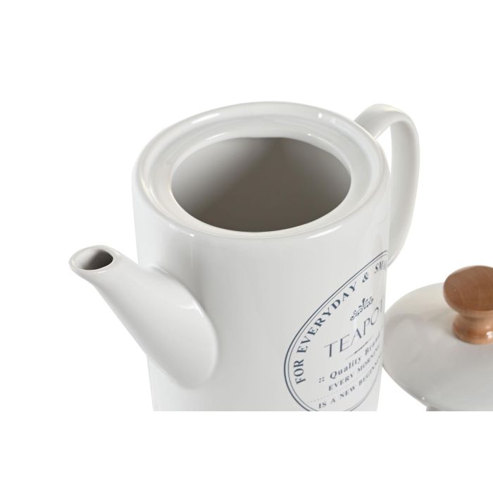 DKD Home Decor Tetera Basicos de Gres Color Blanco con Capacidad de 1 Litro y Dimensiones de 12 x 16.5 x 22.5 cm, Peso Neto 0.75 kg 2