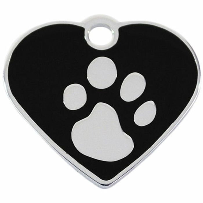 Placa identificativa para collar Imarc Heart Negro Plateado 1