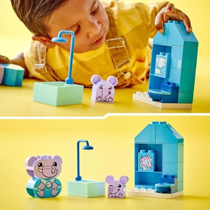 LEGO 10413 DUPLO My First Mis Rituales Diarios - Baño, Juguete Educativo para Bebés, Incluye 2 Figuras de Elefantes 3