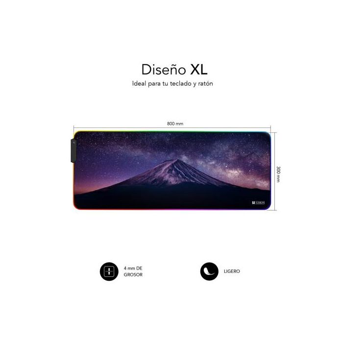 SUBBLIM Alfombrilla Mouse Pad Premium LED RGB Mount 800x300x4 2