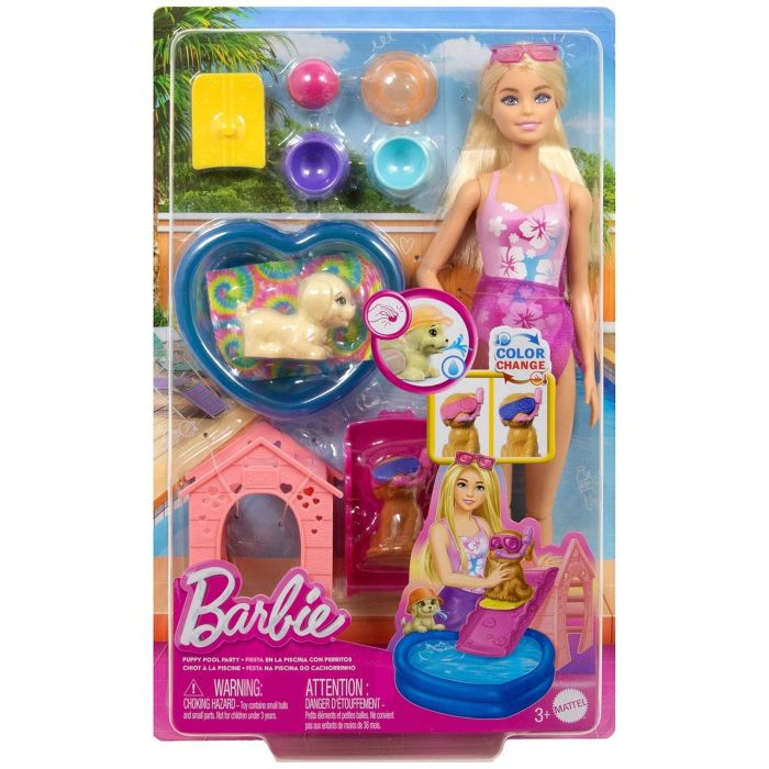 Muñeca Barbie Y Perritos A La Piscina Jbf35 Mattel 4 Muñeca Barbie Y Perritos A La Piscina Jbf35 Mattel 4