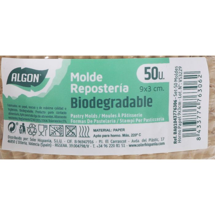 Set de 50 moldes para horno de papel 9x3 cm Algon (36 Cajas) 4 Set de 50 moldes para horno de papel 9x3 cm Algon (36 Cajas) 4