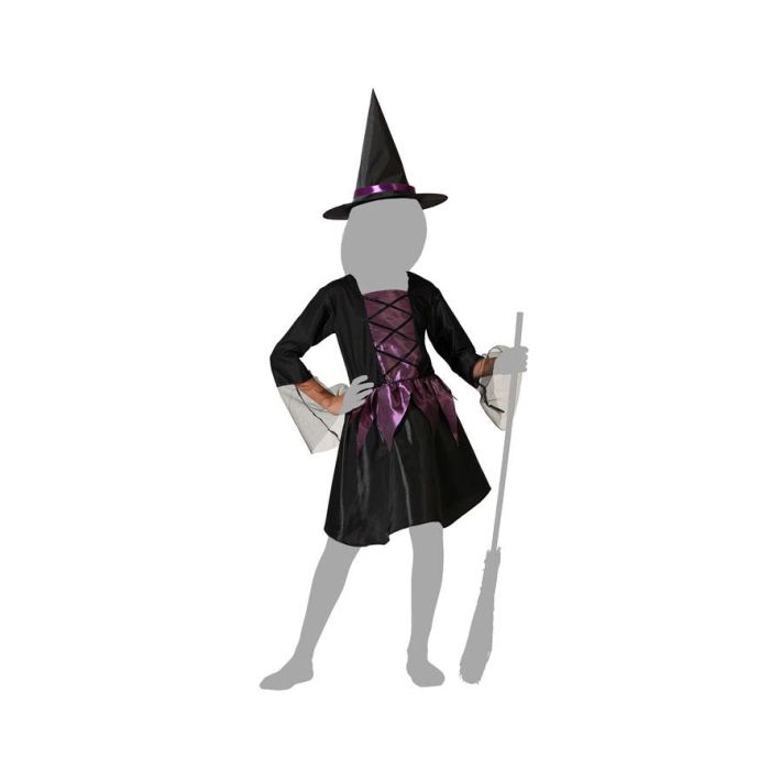 Disfraz Infantil de Bruja con Vestido Corto Morado y Sombrero 4