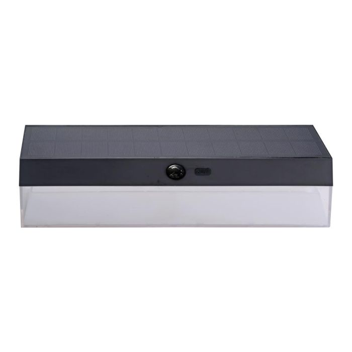 Edm Aplique Solar LED Rectangular 4W 500LM 3000/4000/6500K 3CCT con Sensor de Movimiento y Crepuscular, Negro