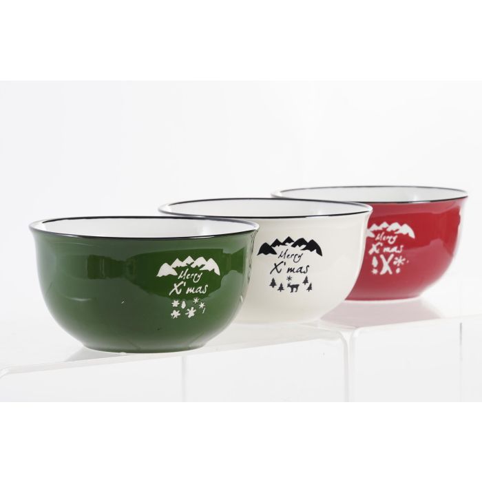 DKD Home Decor Bol Navidad Alpina Rojo Verde 13 x 7 x 13 cm (6 Unidades) 1