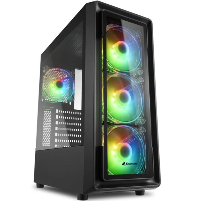 Sharkoon TK4 RGB Midi Tower ATX Negra con 3 Ventiladores LED RGB, Panel Lateral Cristal Templado y USB 3.0
