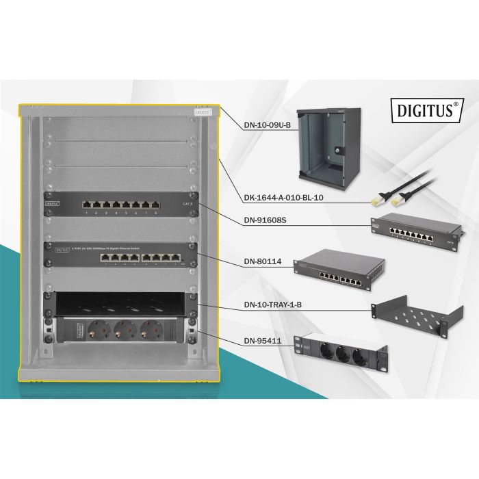 Digitus Rack de pared 254 mm (10")-9HE 312x300mm Negro 0 Digitus Rack de pared 254 mm (10")-9HE 312x300mm Negro 0
