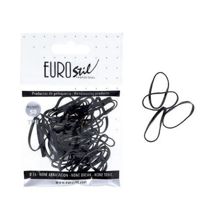 Eurostil Cabello bolsa de gomas negras 50un Eurostil Cabello bolsa de gomas negras 50un