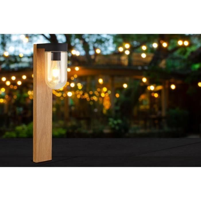 BRILLIANT - CABAR Pilona exterior - color madera oscuro/negro - metal/vidrio E27 1x40W 1 BRILLIANT - CABAR Pilona exterior - color madera oscuro/negro - metal/vidrio E27 1x40W 1