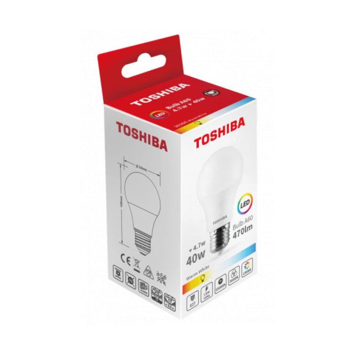 Bombilla LED TOSHIBA  E27 A60 4.7W 470Lm Blanco Cálido [TO-DELS-BL344P7B0AE21] 1